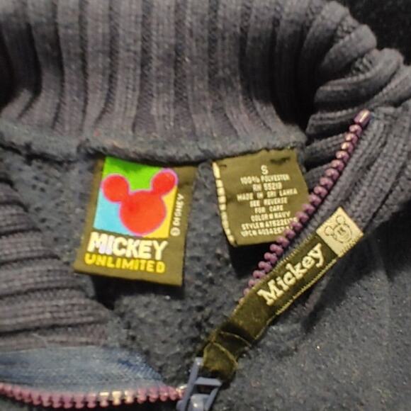 Disney Mickey Mouse Christmas Snowflake Quarter Zip Fleece Sweater Blue Womens S - Picture 4 of 7